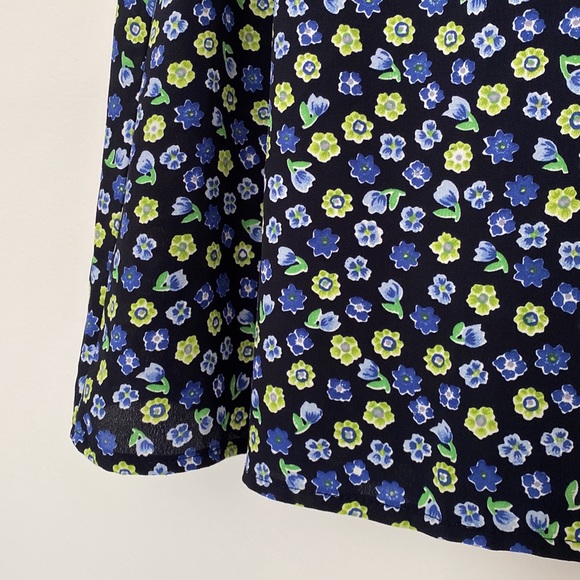 CLASSIQUE COLLECTIONS vintage floral print skirt navy green mini - Picture 2 of 4